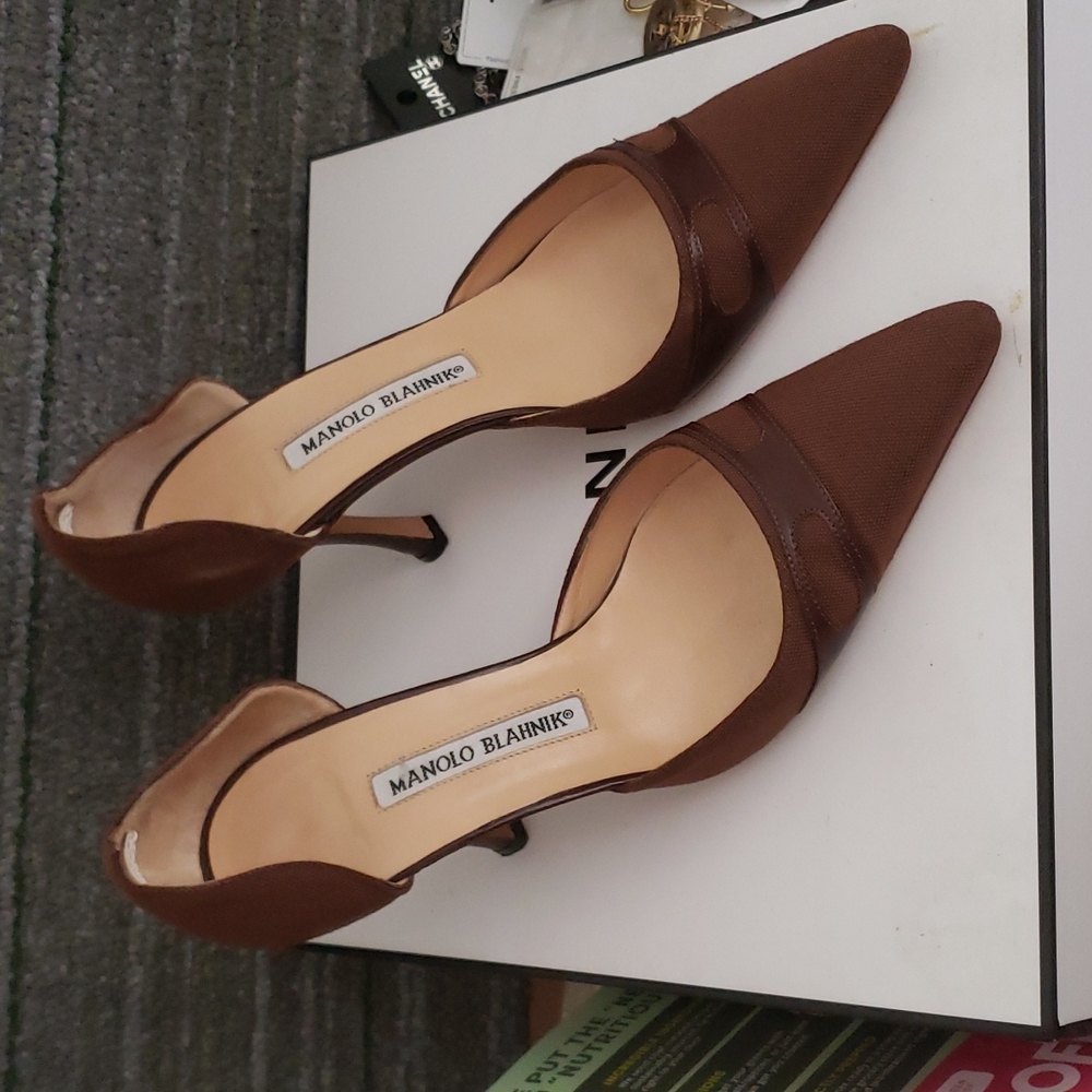 SIZE 7 MANOLO BLAHNIK PUMPS HIGHHEELS MULES SHOES stilettos FIT 37